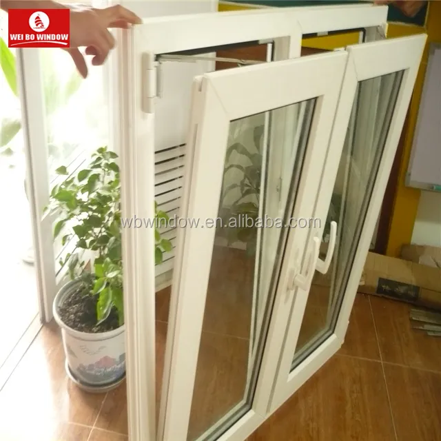 Энергосберегающий UPVC наклонный и поворотный окно, двухсторонние открытые ПВХ окна и двери