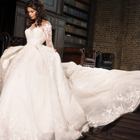 Robe de mariée en dentelle brodée, Sexy, dos nu, col en v, robe de bal, Train Royal, 2021