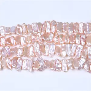 wholesale baroque shape pink freshwater borneo pearl biwa pearl strand