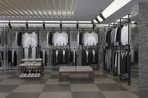उच्च-ग्रेड लक्जरी लकड़ी कपड़े और जूते की दुकान प्रदर्शन रैक के साथ नि: शुल्क डिजाइन