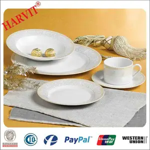 Set ev eşyaları 30 adet renkli porselen yemek altın çıkartması/portekizce seramik yemek takımı