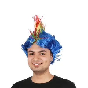 fashion online multi colored sports fan wigs short synthetic mohawk wig