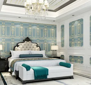 1.06 μ M × 15.6M欧式画框墙裙设计精美的卧室乙烯基壁纸