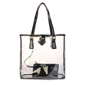 Borsa Tote in PVC Trasparente all'Ingrosso, Borsa a Mano in PVC Trasparente con <span class=keywords><strong>Piccola</strong></span> Borsa Interna <span class=keywords><strong>Nera</strong></span> - Product Image 1