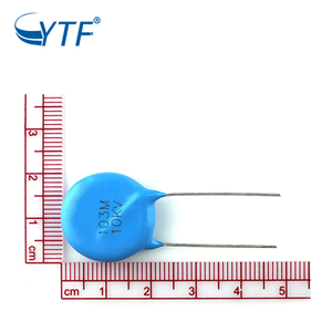 ตัวเก็บประจุแบบแผ่นเซรามิกสีน้ำเงิน0.01uF แบรนด์ YTF แรงดันสูงมาก10nfdiamater 20.3มม. รูจากโรงงานโดยตรง10KV 103เมตร - Product Image 5