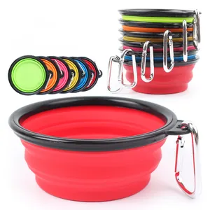 Factory Custom Collapsible Pet Travel Food Feeder Folding Portable Foldable Silicone Dog Bowl With Multi Colors