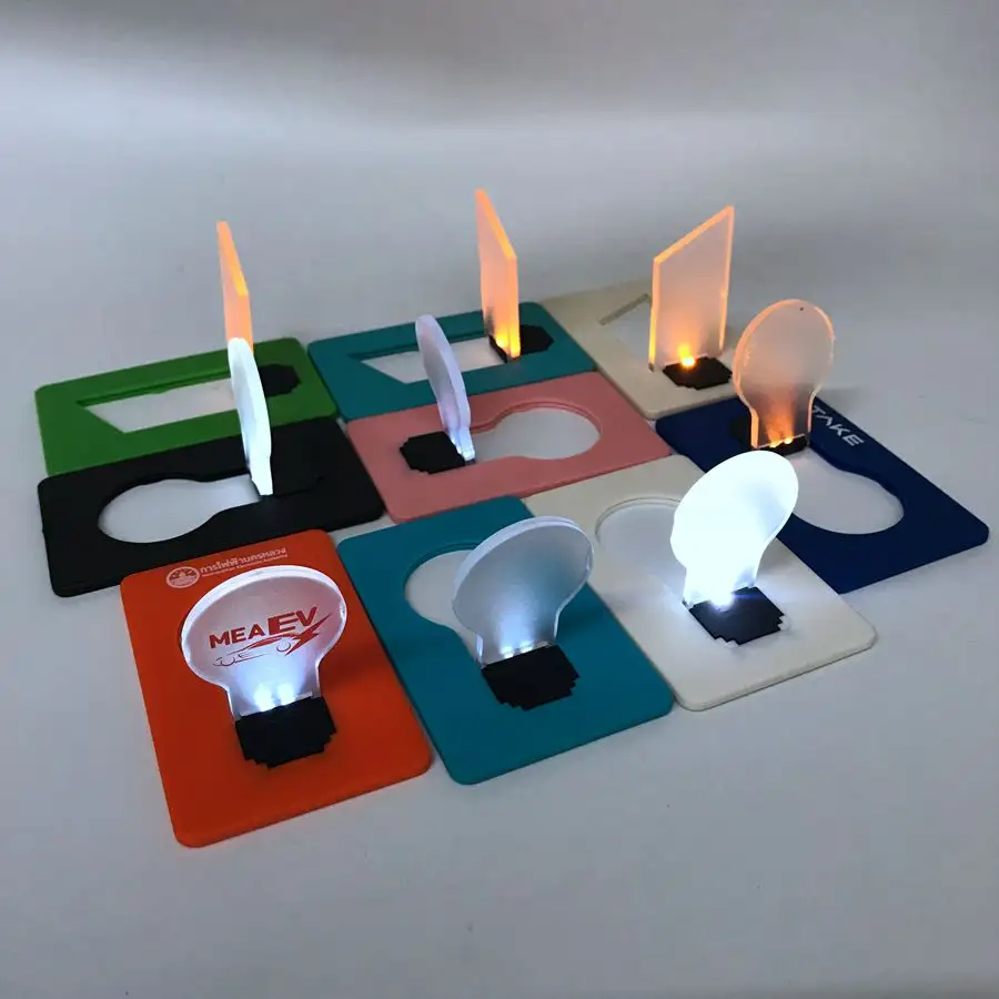 Lumière LED de carte de visite avec LOGO coloré, vente en gros, prix OEM, pochette