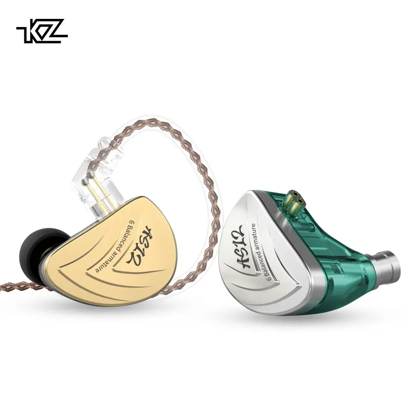 KZ AS12 6BA وحدات محرك في الأذن سماعة 6 متوازن المحرك HIFI رصد سماعة سماعة