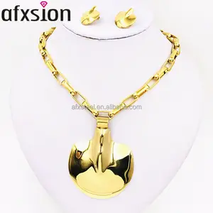 AFXSION 在线批发黄金设计欧洲珠宝，镀金不锈钢首饰套装批发