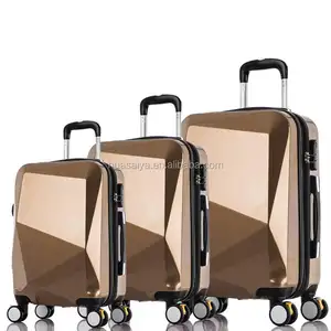 Proveedor de China alibaba la última maleta de pc de moda de 3 piezas con carrito de equipaje