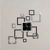 Modern design removable mirror sticker clock watches kids room wall decor clock on the wall