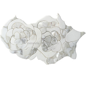 Đá Cẩm Thạch Vàng Hoa Cúc Calacatta Và Khảm Phản Lực Nước Vỏ Tự Nhiên - Product Image 1