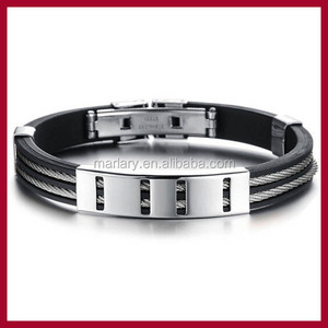 Hommes Bijoux <span class=keywords><strong>en</strong></span> acier inoxydable Bodino <span class=keywords><strong>Cable</strong></span> Wire Silicone Wristband <span class=keywords><strong>Bracelet</strong></span> <span class=keywords><strong>en</strong></span> caoutchouc - Product Image 1