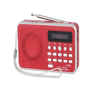 Mini rádio fm externo de bolso, com alto-falante usb e lanterna led, L-938