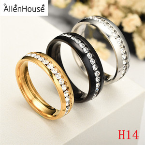 Ewelry-anillo de acero inoxidable de cristal pavé, venta al por mayor, 2022 F - Product Image 3