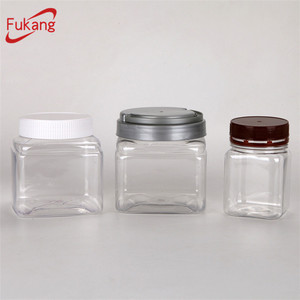 16oz Clear Square Plastic <strong>Jar</strong> Seal <strong>Jar</strong> with Screw Cap / Lid Food Grade Airtight <strong>PET</strong> Candy <strong>Jar</strong> ODM/OEM <strong>Manufacturer</strong>