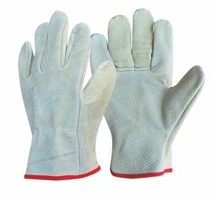 Yellow pig split leather driver style work gloves for men