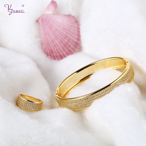 Gelang India Mewah Mode dengan Cincin Dua Buah Set Perhiasan Emas Sampanye Desain untuk Wanita - Product Image 5