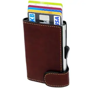 Сувениры и корпоративные подарки на заказ автоматическая кнопка RFID безопасный кошелек для карт тонкий алюминиевый кошелек
