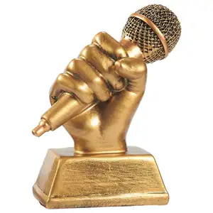 Hot Koop Gepersonaliseerde Handgemaakte Gouden Microfoon Trofee