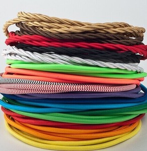 Renkli Vintage tekstil tel 2X0. Aydınlatma için 75mm2 elektrik % lamba kablosu pamuklu kumaş kablo 100 m/grup - Product Image 4