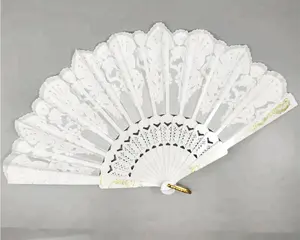 Di plastica Del Merletto di Scintillio Floreale Coda di Pavone Pieghevole Paillettes A Mano Fan Fan Danza Rifornimenti del Mestiere Felice Regali