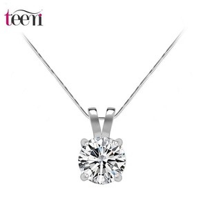 Teemi mayorista clásico simple Design1 Carat Corazones y Flechas redondas Sona Cubic Zirconia Jewelry plateado platino Collares - Product Image 1