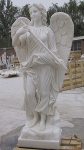 Decoração de casa jardim pedra branca ocidental, estátua de mármore de anjo