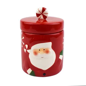 Canister de cerâmica redonda para o natal