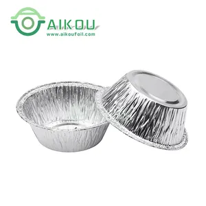 Wadah Foil Bulat Sekali Pakai Aluminium Foil Kotak Makan 80Ml Logo Kustom Desain Khusus Lucu Perak Kualitas Tinggi Nampan Foil