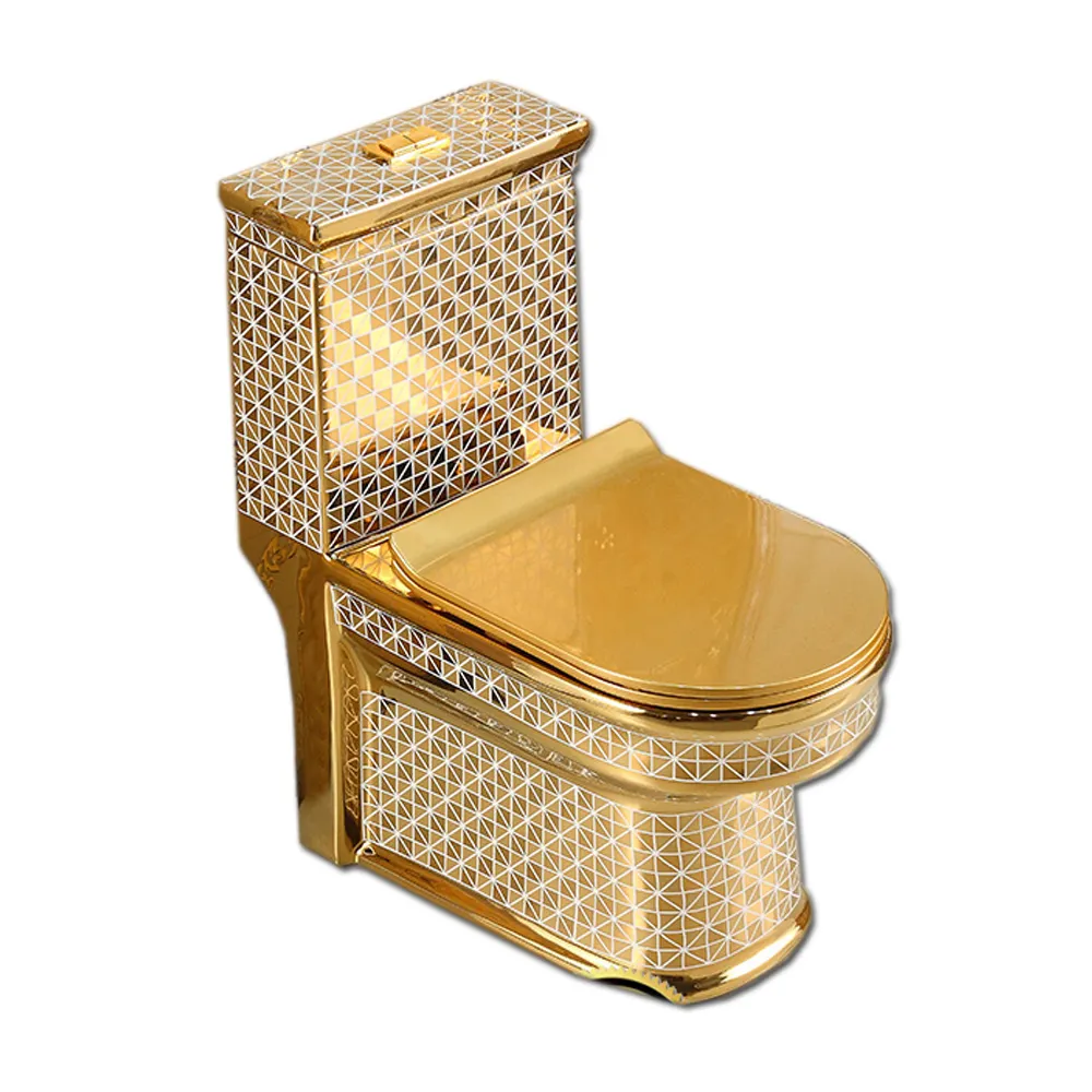 QY-907PTB de baño de cerámica, diseño de lujo, chapado moderno, Color dorado