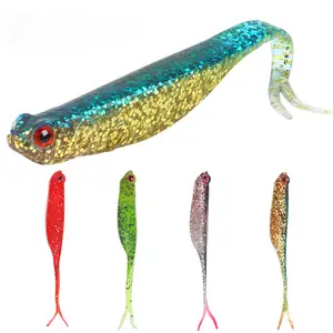 Uniker 10.5cm 5g Fluke Fishing Lure Soft Jerk Baits、5パックプラスチックベースベイト、スプリットテールスイムベイト