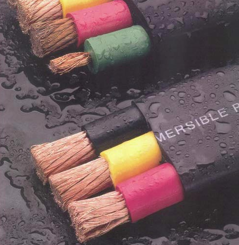 Water Resistant Flat PVC/RUBBER 3/4 Core Submersible Deep Well Pump Cable