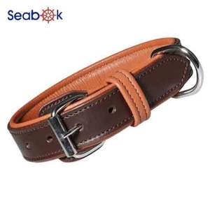 Ensemble collier et laisse pour <span class=keywords><strong>chien</strong></span> confortable en cuir PU Collier et lanières naturels pour animaux de compagnie avec conception d'écorce personnalisée - Product Image 3