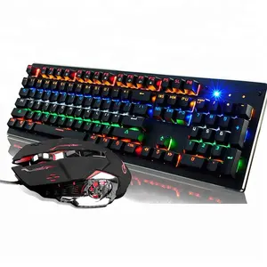 Keyboard dan Mouse mekanis lampu latar, Kombo Keyboard dan Mouse Gaming mekanis dengan saklar biru