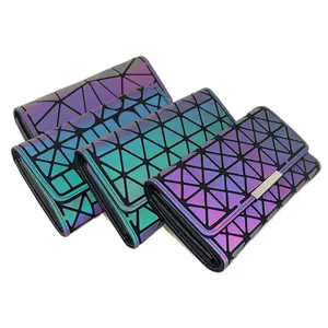 OEM Women Long Purse Card Holder Purse Clutch Girls luminous glowing Holographic Wallet