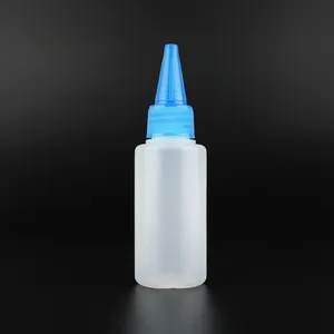 Emballage adhésif pour peintures liquide de 40ml, 50 ml, conteneur à capuchon pointu, plastique HDPE, bouteille en plastique à presser vide