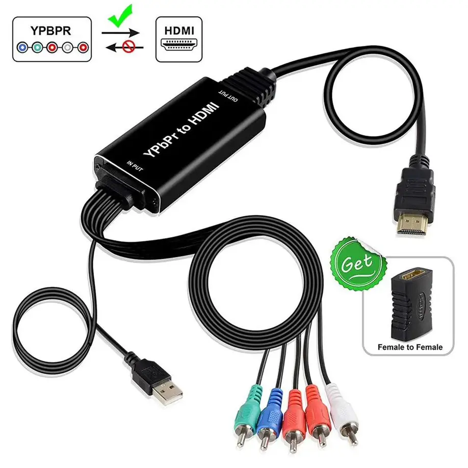 كابل HDMI إلى YPbPr 5RCA RGB YPbPr إلى HDMI محول يدعم 4K فيديو لـ DVD PSP Xbox HDTV