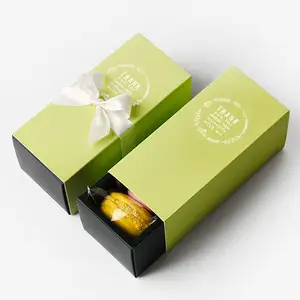 Green color macarons box for 5pcs packaging with customize logo supplier