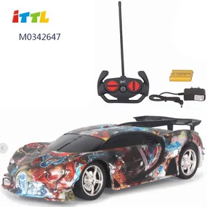 Mobil RC simulasi 1:18 4CH, mobil balap dengan pengisi daya remote kontrol 2.4g untuk anak-anak