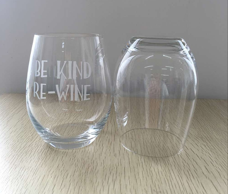 Wholesale transparent handmade custom wine glasses stemless wine glass set