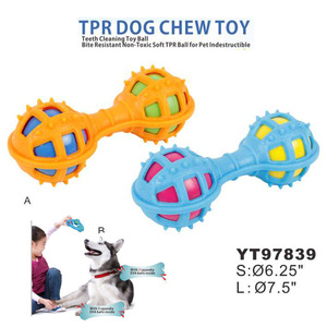 Diş temizleme pet oyuncak top köpekler ısırık yumuşak <span class=keywords><strong>TPR</strong></span> topu iki squeaker - Product Image 2