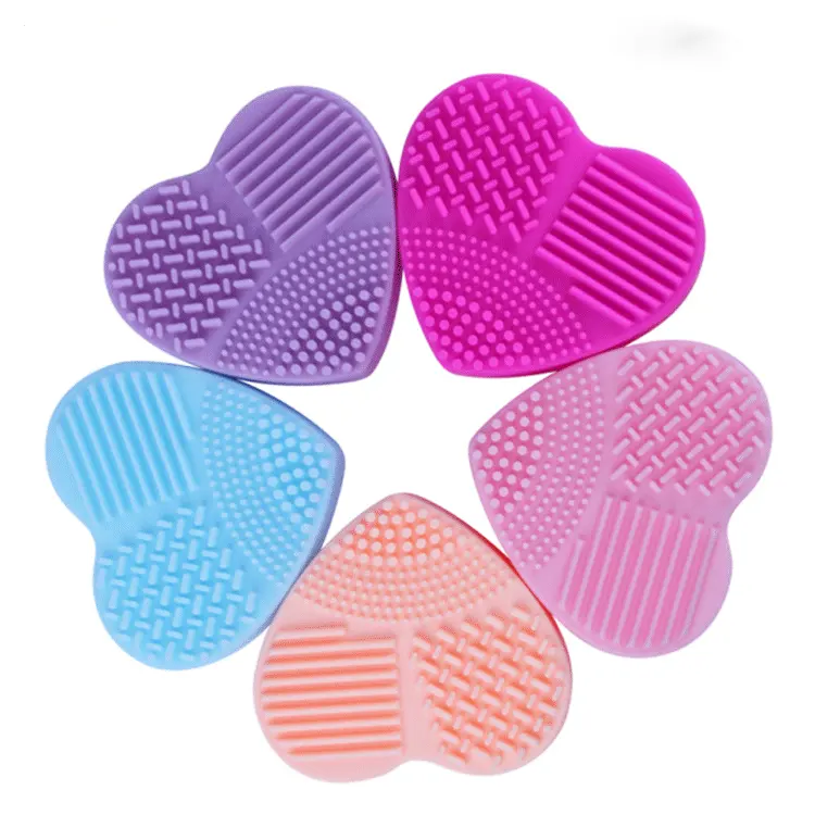 YRX W012 High Quality Heart Shaped Silicone Makeup Brush Cleaning Mat