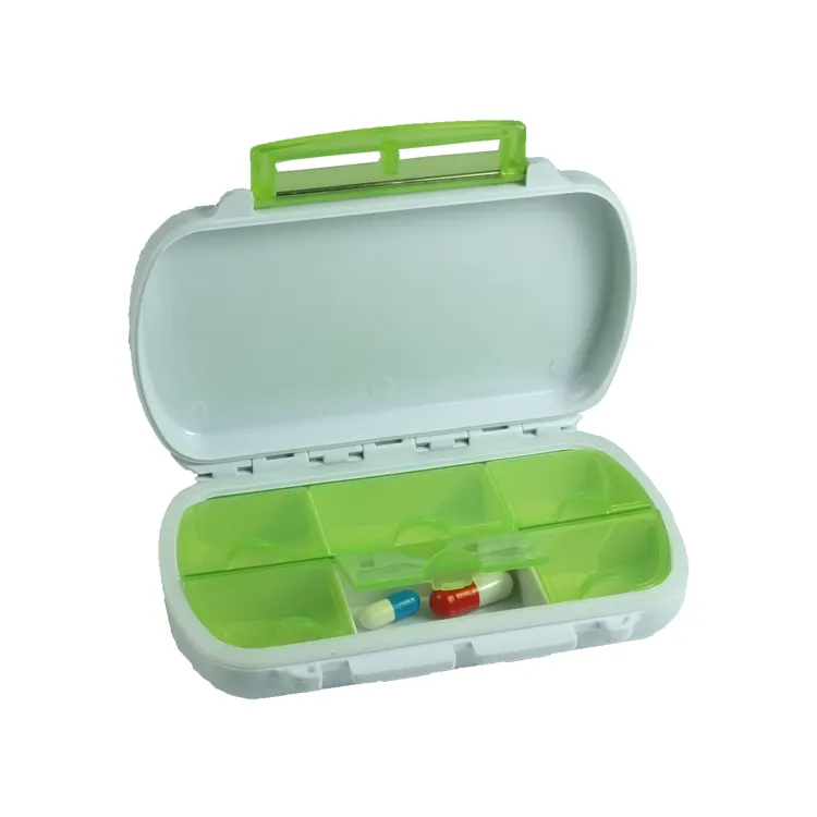Täglichen Medizin Organizer Box, 6 Fächer Tragbare Vitamin wasserdicht Pille Fall mit silicon ring für Reisen