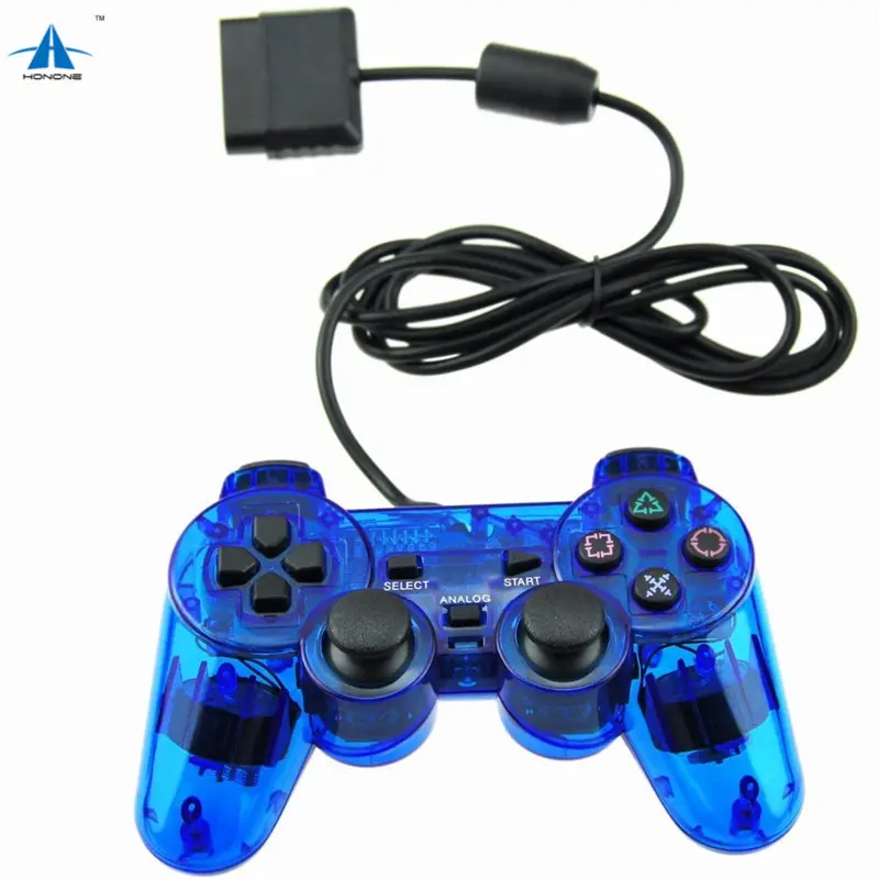 Прозрачный цветной проводной контроллер для PS2, двойной джойстик, геймпад, джойстик, прозрачный цветной для Playstation 2, контроллер, джойстик