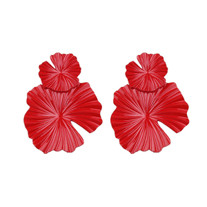 Kaimei منتجات جديدة 2018 ييوو حلي تقليد جولة على شكل استرخى القرط هندسية paintrd المعادن زهرة بيان أقراط - Product Image 3