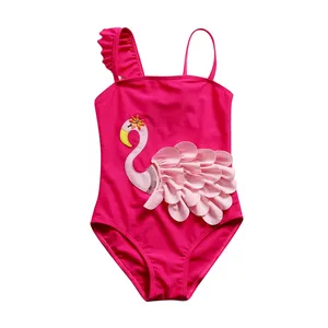 Hotsale الفتيات الوردي فلامنغو ملابس السباحة قطعة واحدة الاطفال ثوب السباحة الفتيات الطفل ملابس سباحة