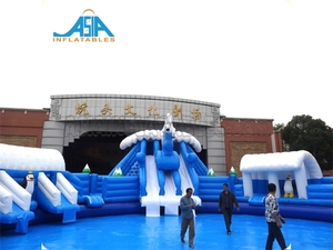 Kar N buz dünya dev su parkı şişme eğlence parkı oyunları, büyük şişme havuz ile karada su şişme tema parkları - Product Image 4