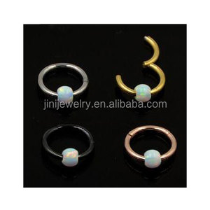 Beyaz <span class=keywords><strong>Opal</strong></span> G23 titanyum burun yüzük Clicker menteşeli Segment - Product Image 1