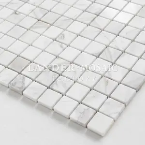 Lander stone mosaico de mármore branco, pedra de natureza volacos 23mm, acabamento polonês quadrado para cozinha ou banheiro